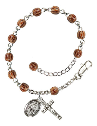Adjustable Sterling Silver 4mm Wood Rosary Bracelet