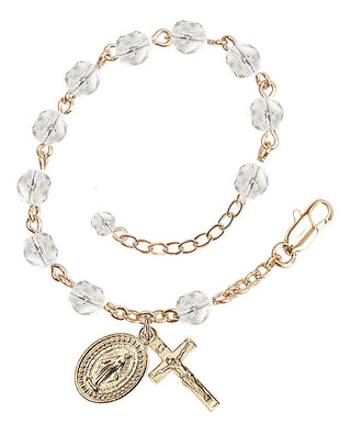 Adjustable Gold Plated 6mm Fire Polished Rosary Bracelet in Crystal