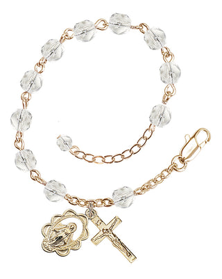 Adjustable Gold Plated 6mm Fire Polished Rosary Bracelet in Crystal