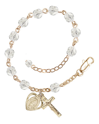 Adjustable Gold Plated 6mm Fire Polished Rosary Bracelet in Crystal