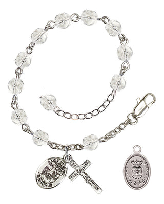 Adjustable Silver Plated 6mm Fire Polished Rosary Bracelet in Crystal
