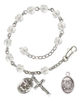 Adjustable Silver Plated 6mm Fire Polished Rosary Bracelet in Crystal