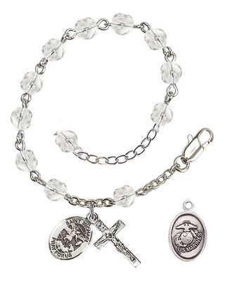 Adjustable Silver Plated 6mm Fire Polished Rosary Bracelet in Crystal