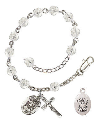 Adjustable Silver Plated 6mm Fire Polished Rosary Bracelet in Crystal