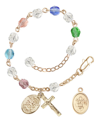 Adjustable Gold Plated 6mm Fire Polished Rosary Bracelet in Multi-Color