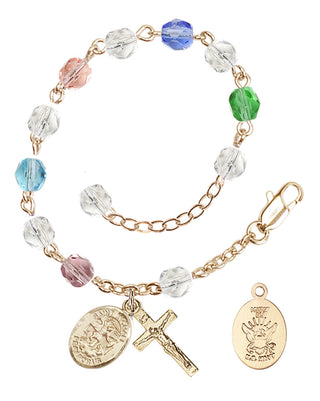 Adjustable Gold Plated 6mm Fire Polished Rosary Bracelet in Multi-Color