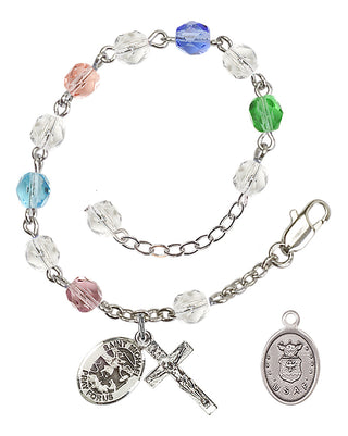 Adjustable Silver Plated 6mm Fire Polished Rosary Bracelet in Multi-Color