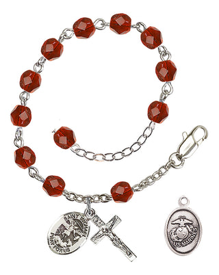 Adjustable Silver Plated 6mm Fire Polished Rosary Bracelet in Ruby
