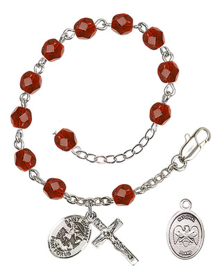 Adjustable Silver Plated 6mm Fire Polished Rosary Bracelet in Ruby