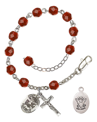 Adjustable Silver Plated 6mm Fire Polished Rosary Bracelet in Ruby