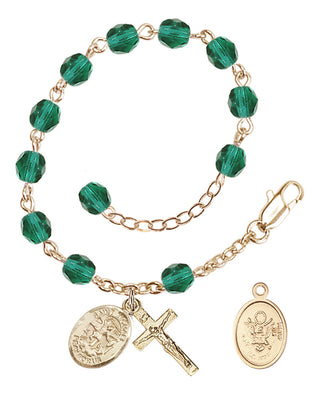 Adjustable Gold Plated 6mm Fire Polished Rosary Bracelet in Zircon