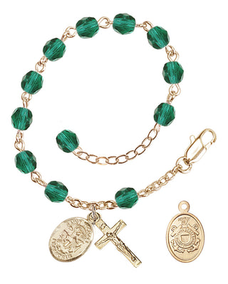 Adjustable Gold Plated 6mm Fire Polished Rosary Bracelet in Zircon