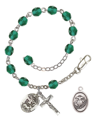 Adjustable Silver Plated 6mm Fire Polished Rosary Bracelet in Zircon