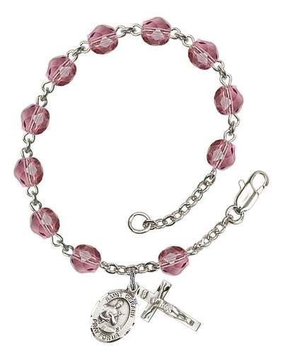 Saint Gerard Majella Engravable Rosary Bracelet with Amethyst Beads