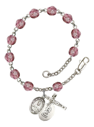 Scapular Engravable Rosary Bracelet with Amethyst Beads