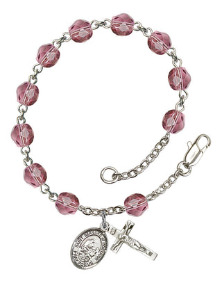 Saint Bernard of Montjoux Engravable Rosary Bracelet with Amethyst Beads
