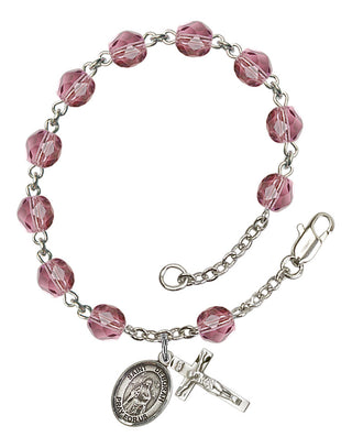 Saint Deborah Engravable Rosary Bracelet with Amethyst Beads