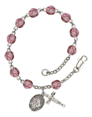 Saint Margaret of Cortona Engravable Rosary Bracelet with Amethyst Beads
