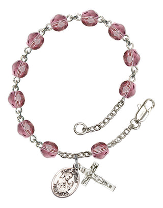 Saint Kieran Engravable Rosary Bracelet with Amethyst Beads