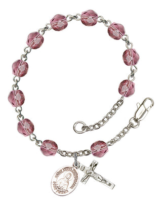 Saint Lydia Purpuraria Engravable Rosary Bracelet with Amethyst Beads