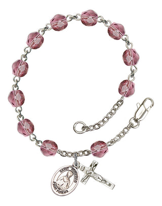 Saint Winifred of Wales Engravable Rosary Bracelet with Amethyst Beads