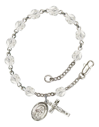 Saint Jane of Valois Engravable Rosary Bracelet with Crystal Beads