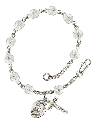 Saint Gerard Majella Engravable Rosary Bracelet with Crystal Beads