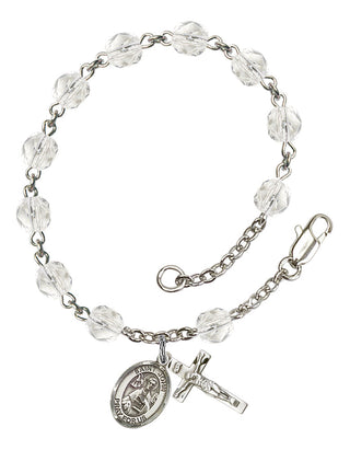 Saint John the Apostle Engravable Rosary Bracelet with Crystal Beads