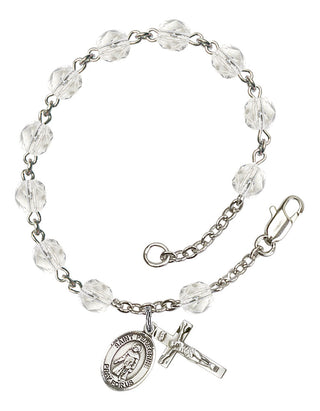 Saint Peregrine Laziosi Engravable Rosary Bracelet with Crystal Beads