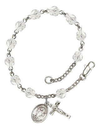 Saint Richard Engravable Rosary Bracelet with Crystal Beads
