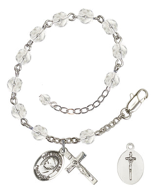 Adjustable Silver Plated 6mm Fire Polished Pope Emeritace Benedict XVI Rosary Bracelet in Crystal