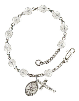 Saint Zita Engravable Rosary Bracelet with Crystal Beads