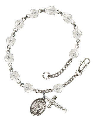 Saint Alice Engravable Rosary Bracelet with Crystal Beads