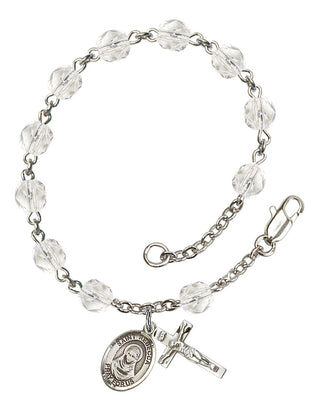 Saint Rebecca Engravable Rosary Bracelet with Crystal Beads