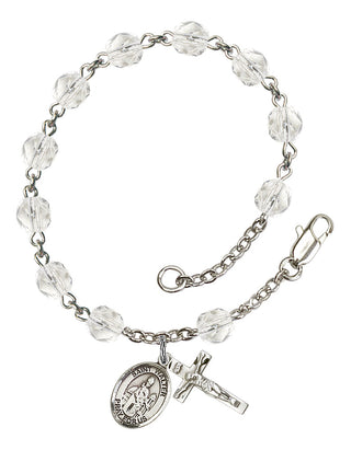 Saint Walter of Pontoise Engravable Rosary Bracelet with Crystal Beads