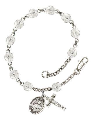 Saint Pius X Engravable Rosary Bracelet with Crystal Beads