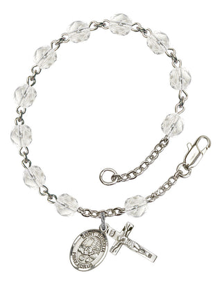 Saint Rosalia Engravable Rosary Bracelet with Crystal Beads