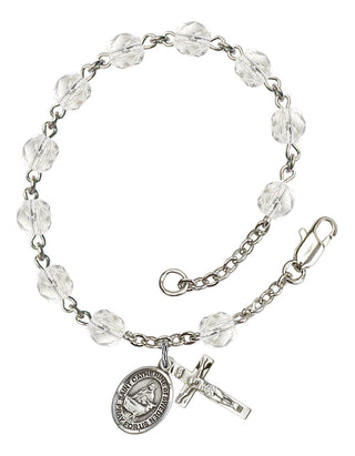 Saint Catherine of Sweden Engravable Rosary Bracelet with Crystal Beads