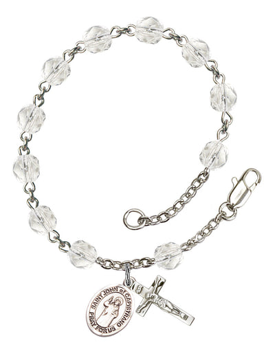 Saint John of Capistrano Engravable Rosary Bracelet with Crystal Beads