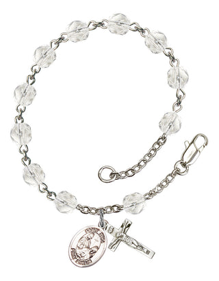 Saint Fina Engravable Rosary Bracelet with Crystal Beads