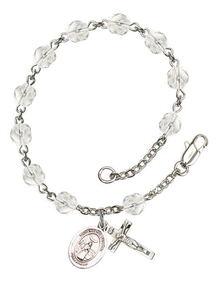 Saint Medard of Noyon Engravable Rosary Bracelet with Crystal Beads