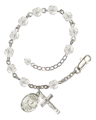 Adjustable Silver Plated 6mm Fire Polished Miraculous Rosary Bracelet in Crystal
