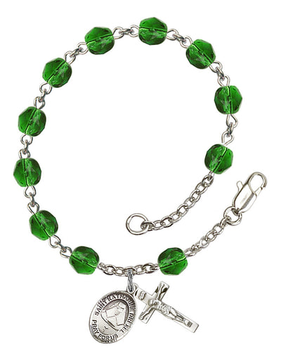 Saint Katharine Drexel Engravable Rosary Bracelet with Emerald Beads