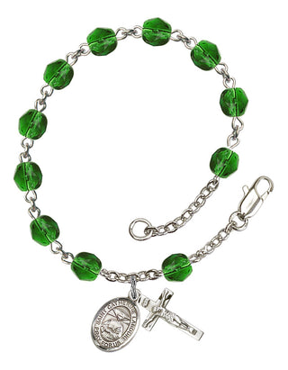 Saint Catherine Laboure Engravable Rosary Bracelet with Emerald Beads