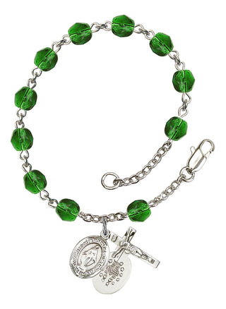 Miraculous Engravable Rosary Bracelet with Emerald Beads