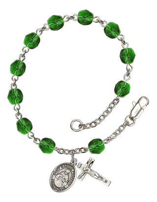 Saint Gabriel Possenti Engravable Rosary Bracelet with Emerald Beads