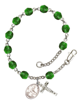 Blessed Emilee Doultremont Engravable Rosary Bracelet with Emerald Beads