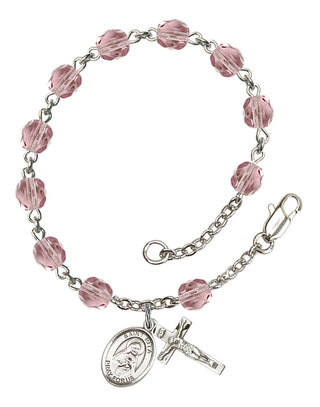Saint Rita of Cascia Engravable Rosary Bracelet with Lite Amethyst Beads