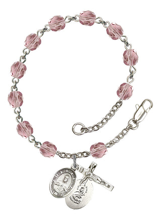 Scapular Engravable Rosary Bracelet with Lite Amethyst Beads