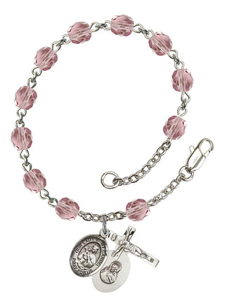 Our Lady of Mount Carmel Rosary Bracelet with Lite Amethyst Beads